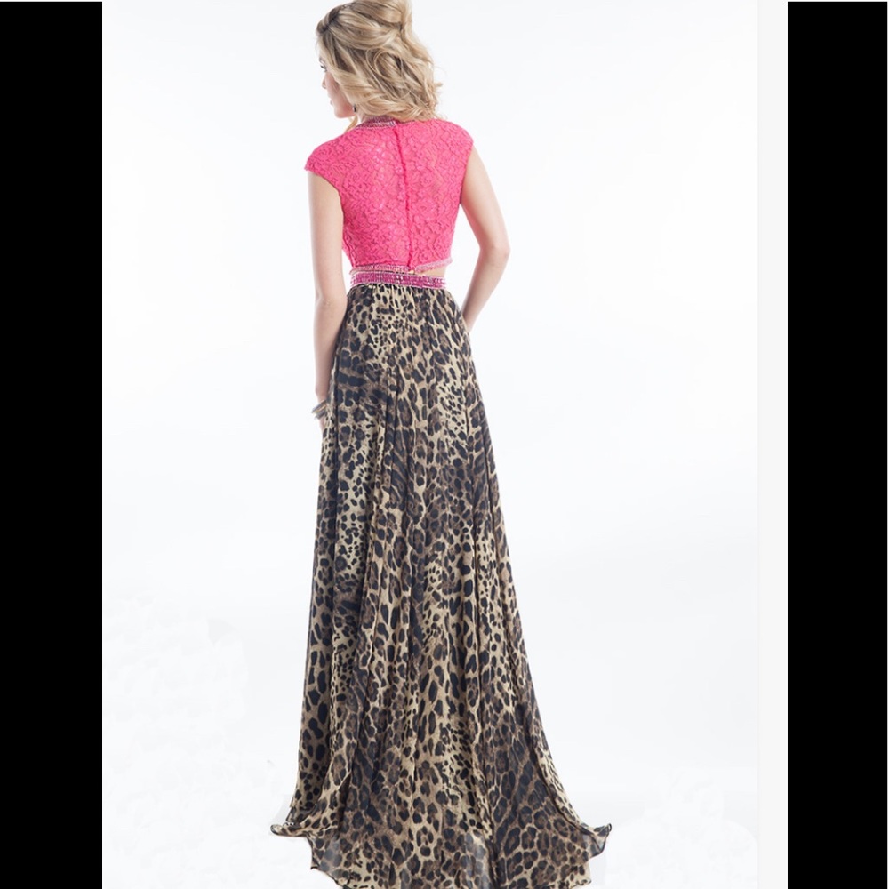 Rachel Allan Pink and Leopard Print Prom Dress - Picture 2 of 6